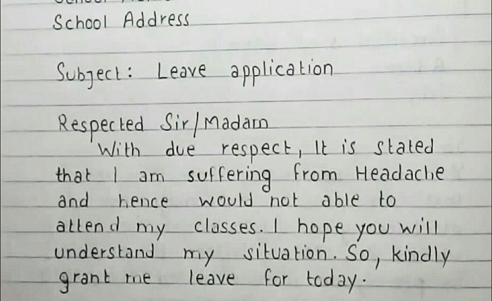 Leave Application for School
